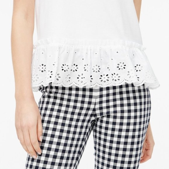 Orange J. Crew Factory Peplum Eyelet-Hem Sleeveless Top (NWT) - Picture 3 of 5